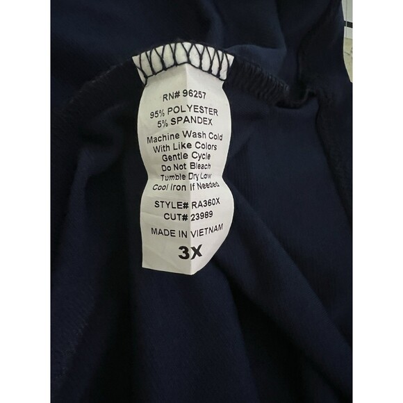 PerSeption Women Blouse Plus 3X Blue Roll Tab Sleeve Tunic Top Goldtone Buttons - Picture 8 of 9